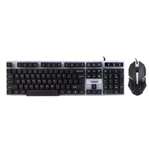 Kit Mouse + Teclado Gamer Yookie YE28 com Fio / Inglês / RGB - Preto