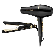 Kit Babyliss Pro Nano Titanium BNTBGPP43UZ - Prancha + Secador de Cabelo - Bivolt - Preto e Dourado
