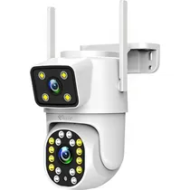 Câmera de Vigilância IP 4LIFE Dualvue Smart 2X 4MP 2.5K Wi-Fi Externo - Branco/Preto
