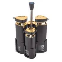 Porta Tempero Giratório Condimento Inox Preto Redondo 4PC