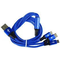 Cabo 3 Em 1 Prosper P-5515 Micro USB + Lightning + USB-C - Azul