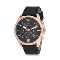 Relógio Analógico Masculino Daniel Klein Exclusive DK12142-2 - Preto e Rosa Ouro