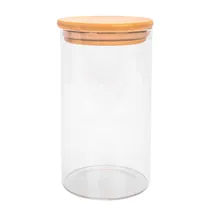 Pote de Vidrio Tampa de Bambu 8,5X15CM