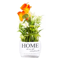 Planta Artificial Cala Zantedeschia com Vaso Laranja