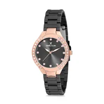Relógio Analógico Feminino Daniel Klein Premium DK12195-6 - Preto e Rosa Ouro