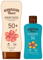 Kit Protetor Solar Hawaiian Tropic Silk Hydration SPF50+Loção Protetora (240ML+60ML)