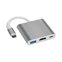 Adaptador Oriente USB-C A HDMI- USB 3.0 -USB-C Gray