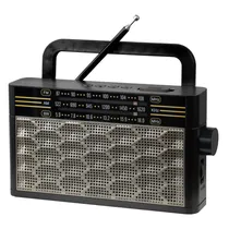Rádio Portátil Ecopower EP-F212B - USB/ SD/ Aux - AM/ FM/ SW - Recarregável - Preto e Cinza