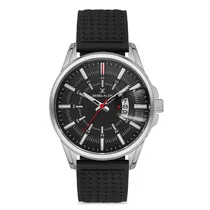 Relogio Analógico Masculino Daniel Klein DK.1.12752-1 Premium Gents / Pulseira de Silicone - Preto/Prata