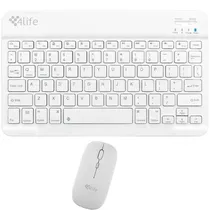Kit Teclado Sem Fio 4LIFE FL030WT Inglês + Mouse 1.600 Dpi - Branco
