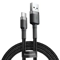 Cabo USB-A A USB-C Baseus Cafule - Preto/Cinza 1 Metro (CATKLF-BG1)
