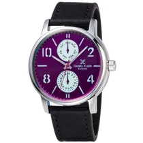 Relógio Analógico Daniel Klein Exclusive DK11842-2 Masculino, Couro - Preto e Roxo
