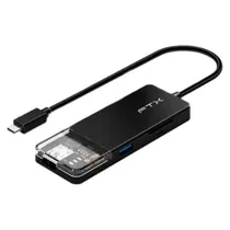Hub Adaptador Multiporta FTX CT-HUBT4-PB / USB-C / 6 Em 1 / USB / SD / USB-C / HDMI - Preto
