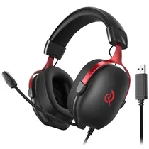 Headset Gaming QCY Heroad VN200 Pro BH25H7GMA com USB para PC/PS4/PS5 - Preto/Vermelho