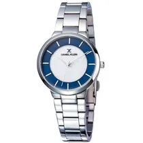 Relógio Analógico Daniel Klein Premium DK11887-7 Feminino, Metal - Prata e Azul