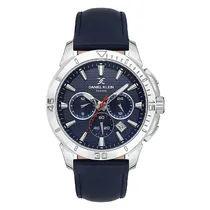 Relógio Analógico Masculino Daniel Klein DK.1.13893-2 Exclusive Gents / Pulseira de Couro Genuino - Azul/Prata