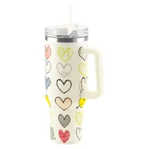 Copo Térmico Quencher H.2 Tumble A-208 - 1200ML - com Canudo - Coração Branco