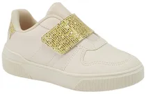 Tênis Infantil Klin SKY 317 - Off White/Dourado