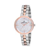 Relogio Analogico Feminino Daniel Klein Premium DK12068-4 - Prata e Rosa Ouro