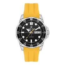 Relogio Analógico Masculino Daniel Klein DK.1.13911-3 Premium Gents / Pulseira de Silicone - Amarelo/Prata