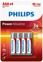 Pilha Philips AAA Power Alkaline LR03P4B/97 (4 Unidades)