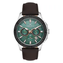 Relógio Analógico Masculino Daniel Klein DK.1.13893-4 Exclusive Gents / Pulseira de Couro Genuino - Marrom/Preto/Verde