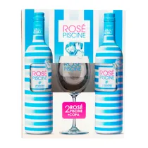 Vinho Francês Rose Piscine Kit 2 Garrafas X 750ML + Copo