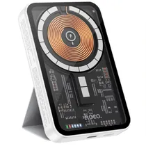 Power Bank “Q10” Carregamento Magnético Sem Fio 5000MAH 3 In 1 Transparente