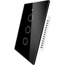 Interruptor de Luz Inteligente Moes WRS-US3 Wifi 3 Botões - Preto