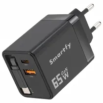 Carregador USB-C Smartfy CAR01 USB-C/USB de 65 Watts - Preto