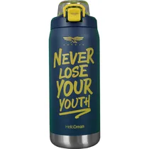 Garrafa Térmica Morgan Tiffin com Tampa de Botão - Azul Marinho/Amarelo 1.1L