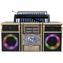Rádio Portátil Megastar RX1000BTD com SD/USB/Bluetooth - Preto/Dourado