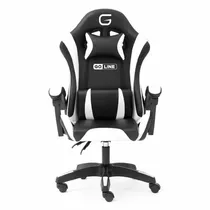 Cadeira Gamer Goline - com Apoio - Ajustável - Branco e Preto