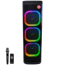 Caixa de Som / Speaker Mox MO-T1221 / 3 de 12" / 180W / Microfone / Bluetooth / USB / FM / Aux - Preto