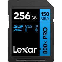 Memória SD Lexar 800X Blue Series High-Performance 150-30 MB/s C10 U3 V30 256 GB (LSD0800P256G-Bnnnu)