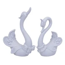 Cisne Decorativo de Resina 2PCS Cinza