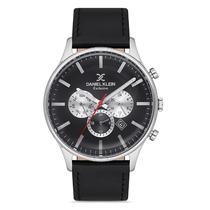 Relogio Analogico Masculino Daniel Klein DK.1.12753-2 Exclusive Gents / Pulseira de Couro Genuino - Preto/Prata