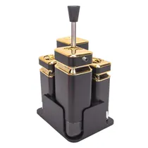 Porta Tempero Giratório Condimento Inox Preto Quadrado 4PC