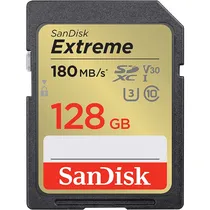 Memória SD Sandisk Extreme 180-90 MB/s C10 U3 V30 128 GB (SDSDXVA-128G-Gncin)