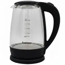 Ecopower Hervidora EP-3055 1.8L 220V 50/60HZ Vidrio Negro Negro