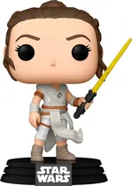 Boneca Rey (Yellow Lightsaber) - Star Wars - Funko Pop! 432