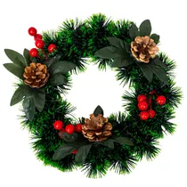 Coroa de Natal 25CM - Pinhas e Bagas Vermelhas