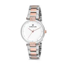 Relogio Analogico Feminino Daniel Klein Premium DK12198-4 - Prata e Rosa Ouro