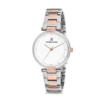 Relógio Analógico Feminino Daniel Klein Premium DK12198-4 - Prata e Rosa Ouro
