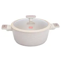Panela Induçao Ucc Life com Revestimento de Granito com Tampa 26CM Beig