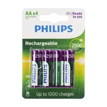 Pilha Philips R6B4RTU25/97 - AA - 2500MAH - 4 Unidades - Recarregável