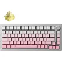 Teclado Gamer Mecânico Akko Monsgeek M1W He-SP RGB Sem Fio Switch Yellow - Silver/Pink (Inglês)