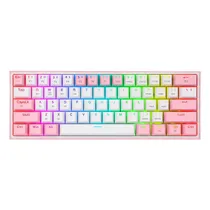 Teclado Gamer Redragon Fizz Pro K616-RGB USB-C Sem Fio - Branco e Rosa