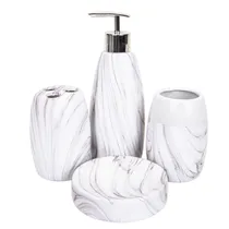 Kit Banheiro Porcelana Branco Marmorizado 4PÇS
