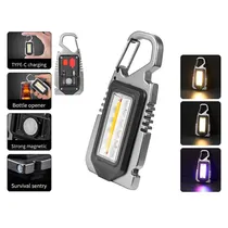 Mini Tatico Lanterna LED com Chaveiro W5139 EP31664 Keychain Light / Chave de Fenda / Recarregavel - Prata/Preto